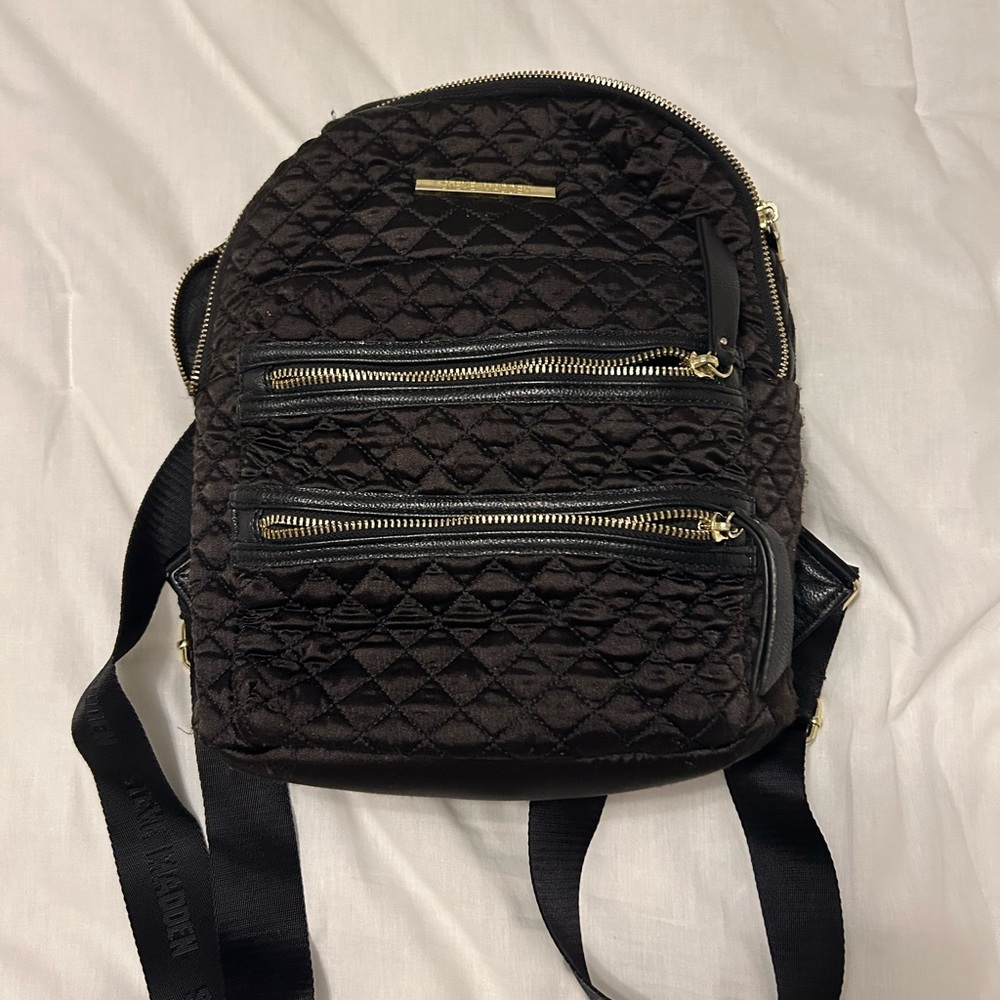 Steve Madden Black Quilted Mini Backpack
